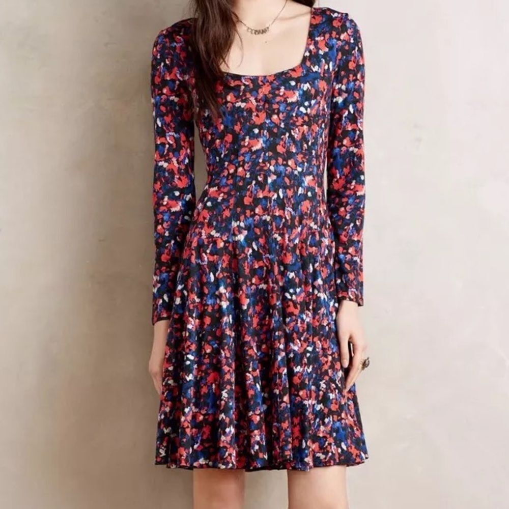 Anthropologie HD in Paris Long Sleeved Flowy Dress